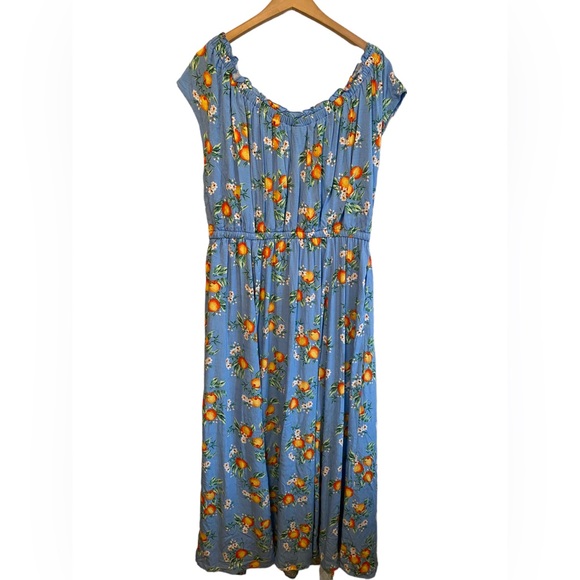 NEW TORRID DOUBLE SLIT ORANGE GROVES MAXI DRESS SZ 2X - Picture 6 of 8